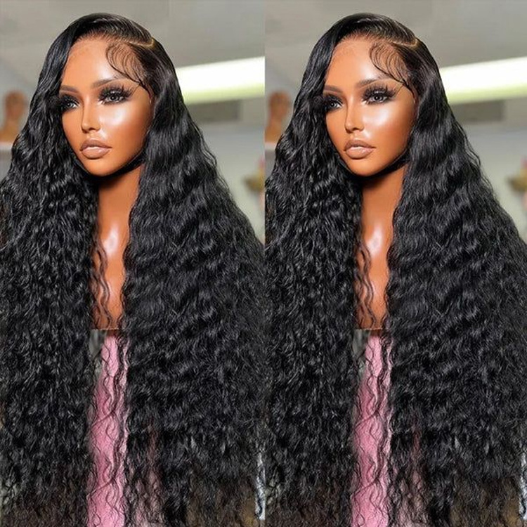 Wholesale glueless cuticle aligned lace frontal wigs 100% human hair pre plucked water wave wig human hair 360 lace wig