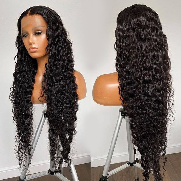 Wholesale glueless cuticle aligned lace frontal wigs 100% human hair pre plucked water wave wig human hair 360 lace wig