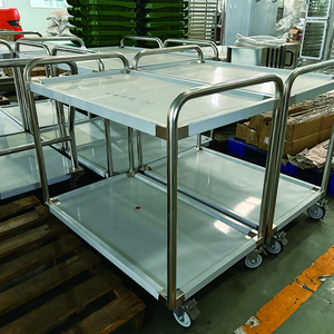 Hotel restaurant business room service cart stainless steel trolley mobile food kitchen trolley