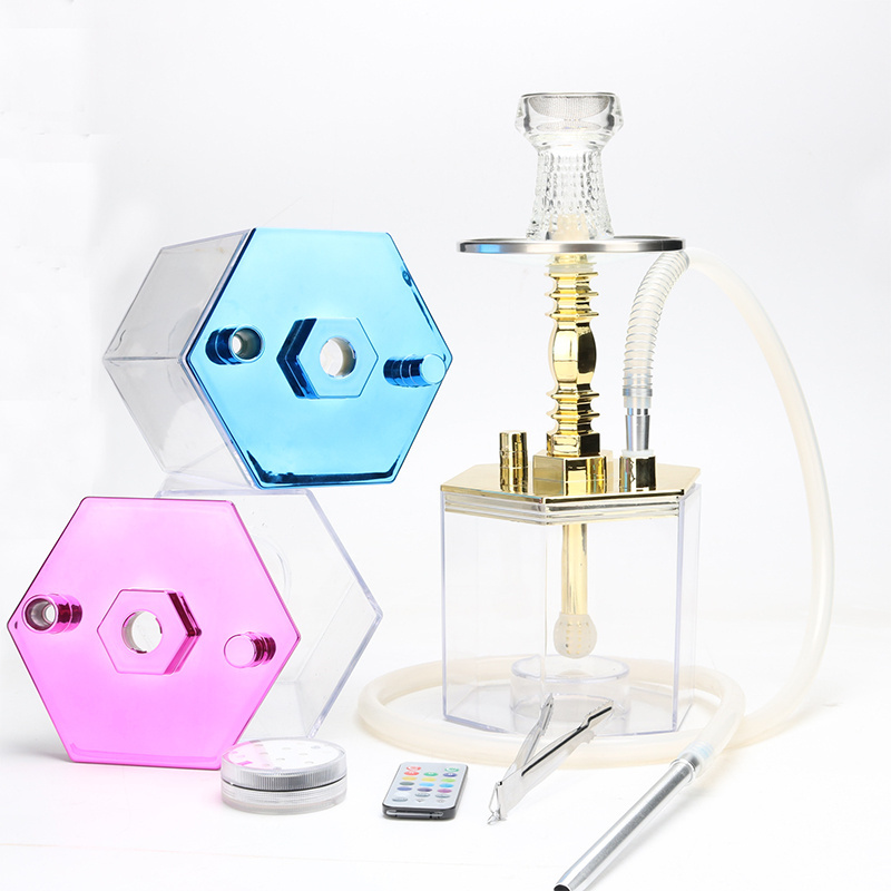 chicha shesha smoke hukkah shisha hexagon hookah shisha led hexagon hookah hooka nargile acrylic hookah narguile