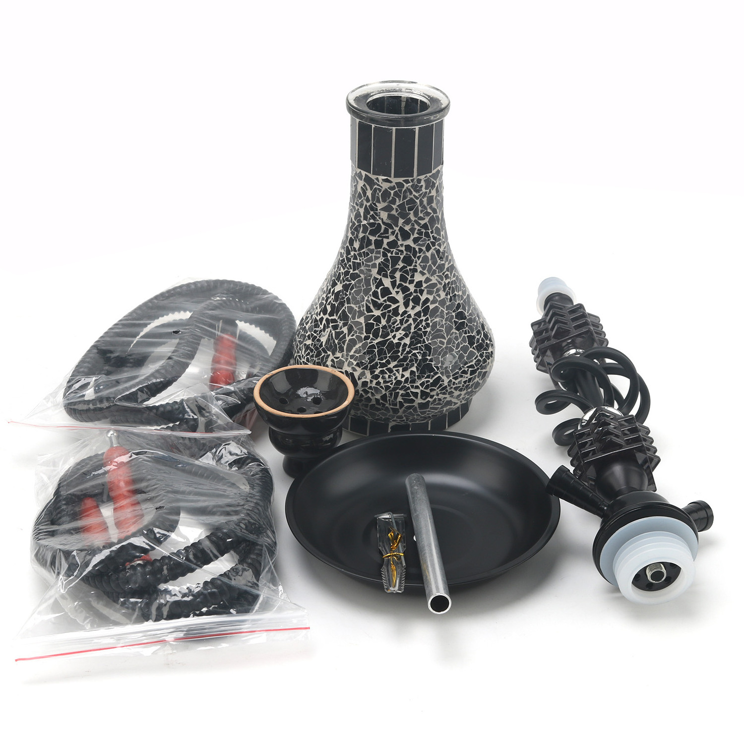 new design black 2 hose hookah shisha wholesalers hookah sheesha aluminum alloy hookah set chicha complet