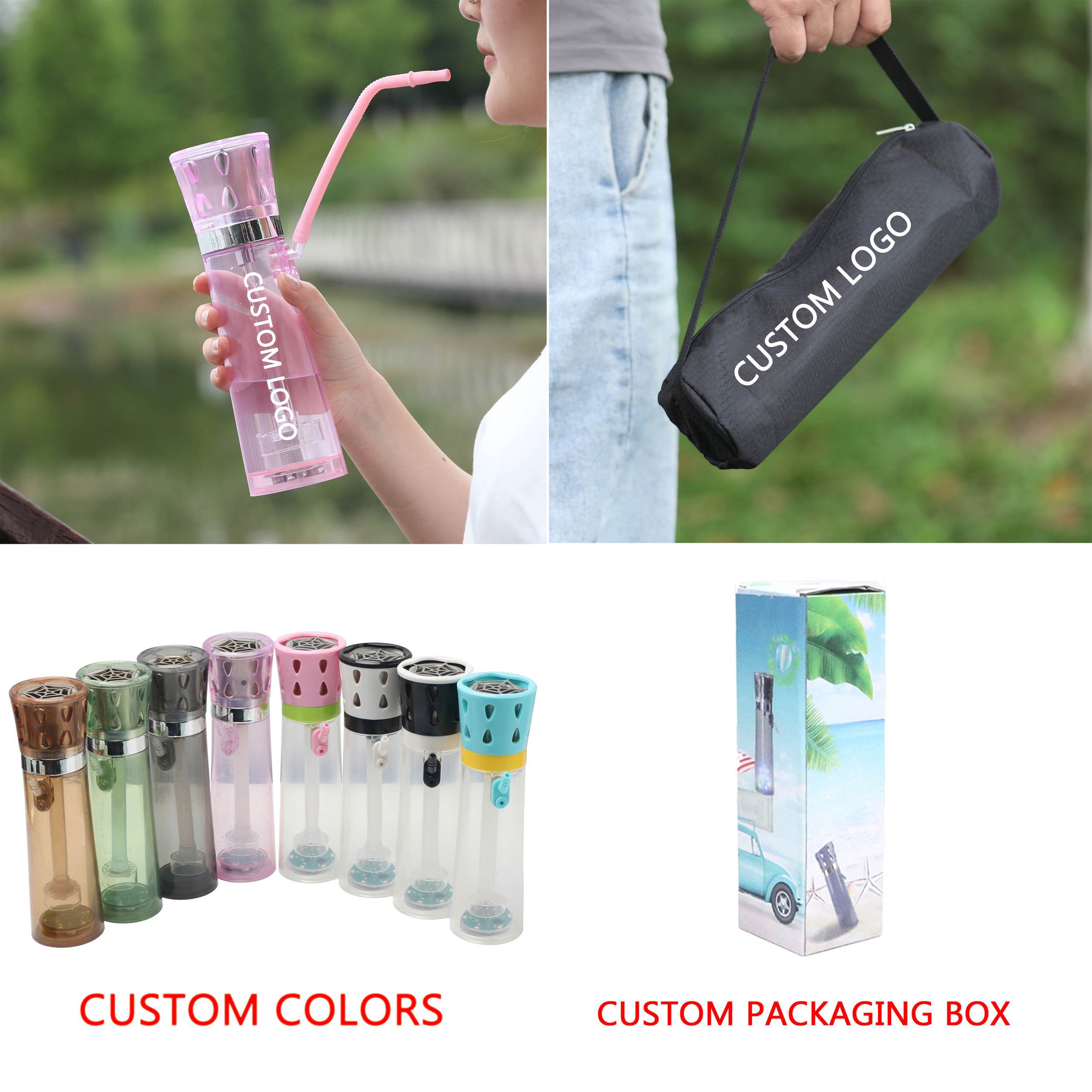 Car travel shisha hookah cup handheld wholesale custom portable hookah set LED light with custom portable bag