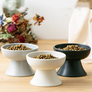 Pet ceramic bowl Japanese style tall cat bowl Ceramic cat food set Neck protection cat food basin