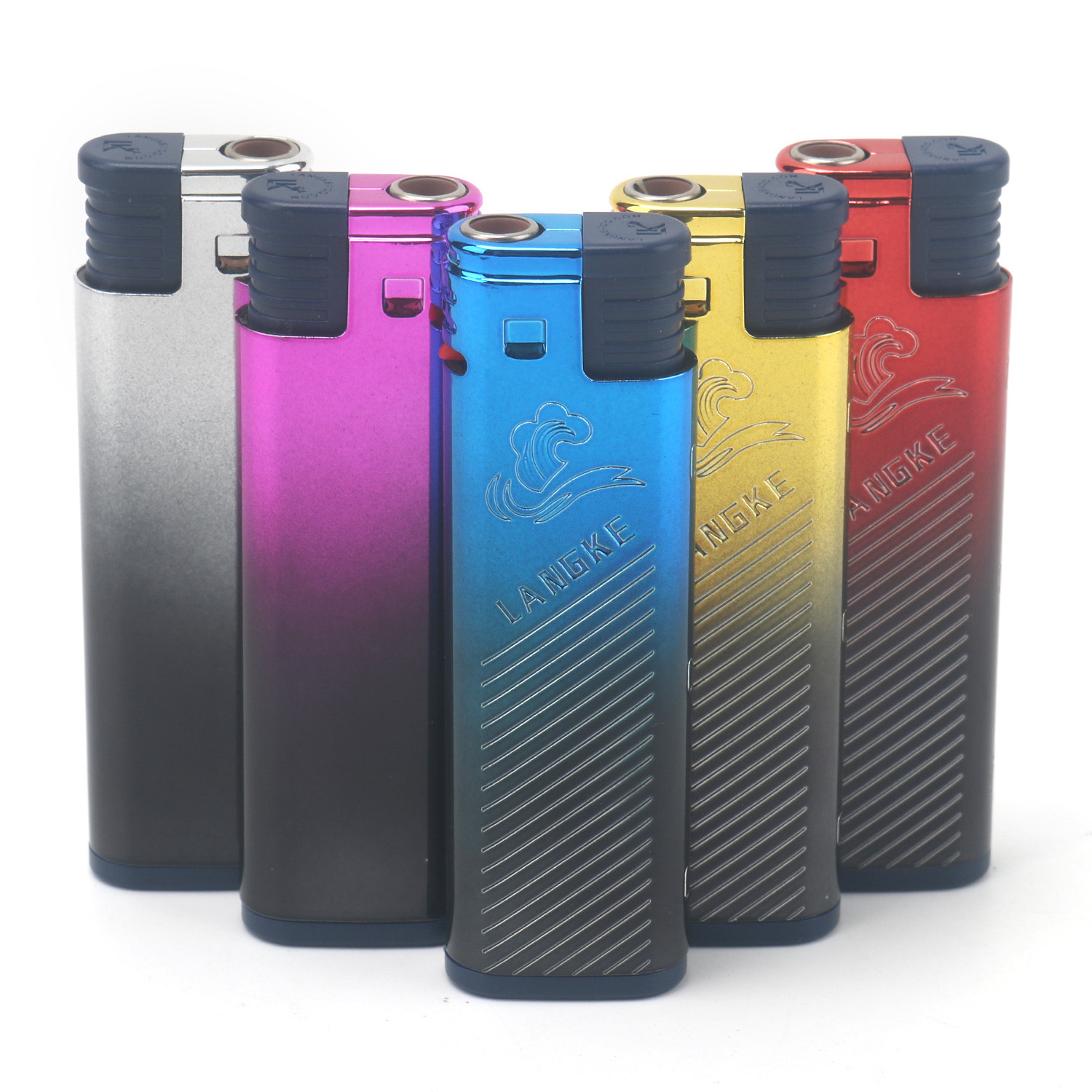 custom logo disposable lighter wholesale windproof cigarette lighter color gradient case jet flame lighter