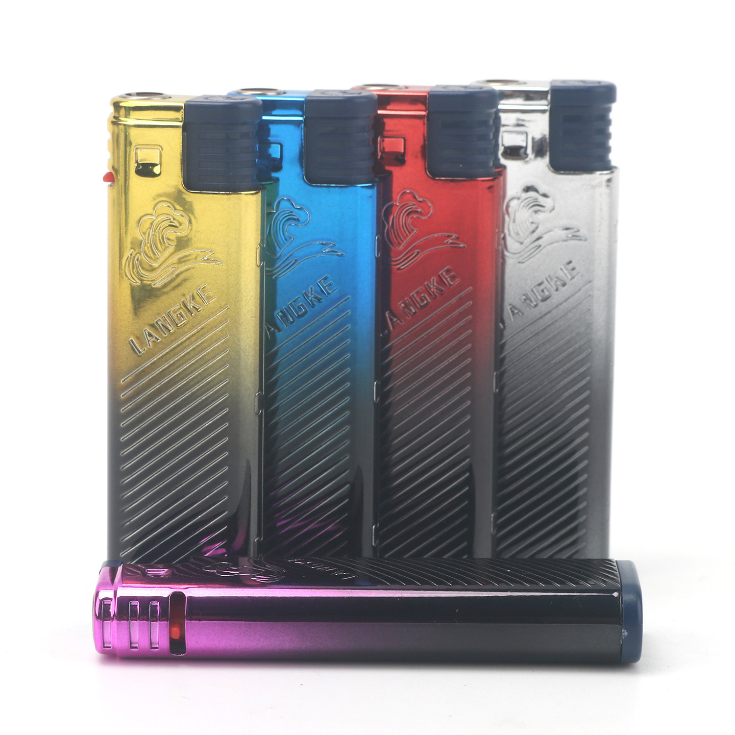 custom logo disposable lighter wholesale windproof cigarette lighter color gradient case jet flame lighter