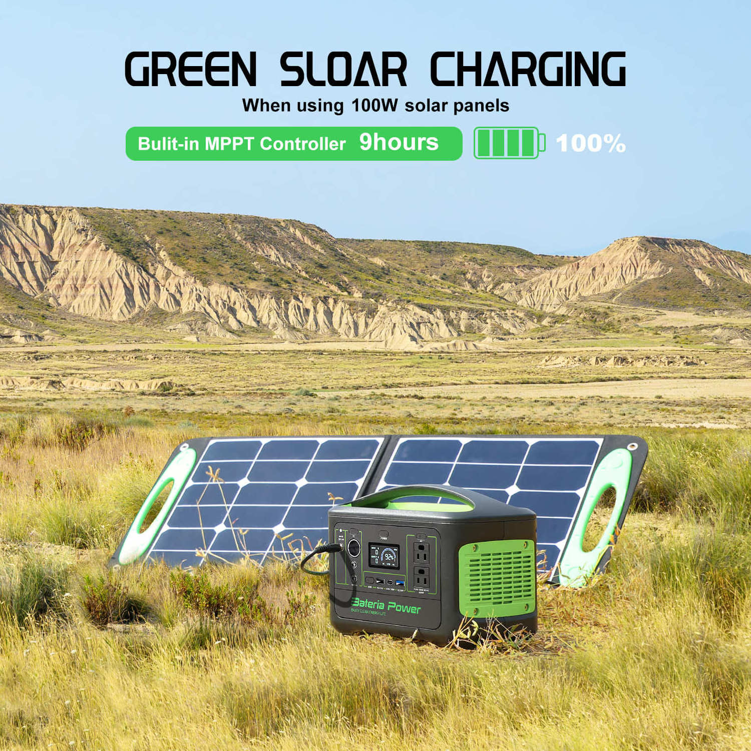 Ebl Waterproof Camping Solar Portable Power Station Generator 1000w