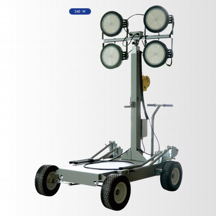 2024 China Factory 5m Hand Push Lifting Telescopic LED Flood Light Tower For Construction Site and Mining