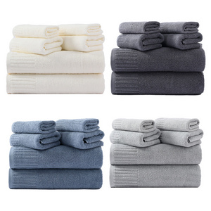 Solid Color Gray Blue White  Cotton Face Towel Hand Towel 6pcs Towel