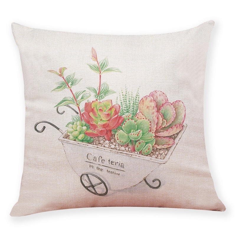 Europe style succulent cactus embroid 3d printed cushion removable covers ready to ship