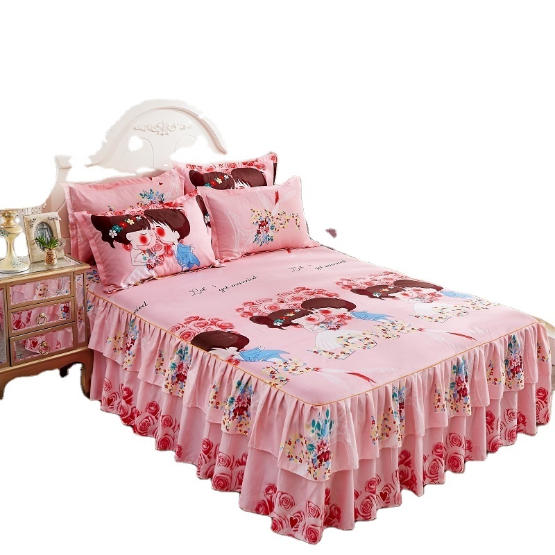 Korean Style 3d printed embroid Heart Boys and Girls Pattern Bedding Set for Wedding