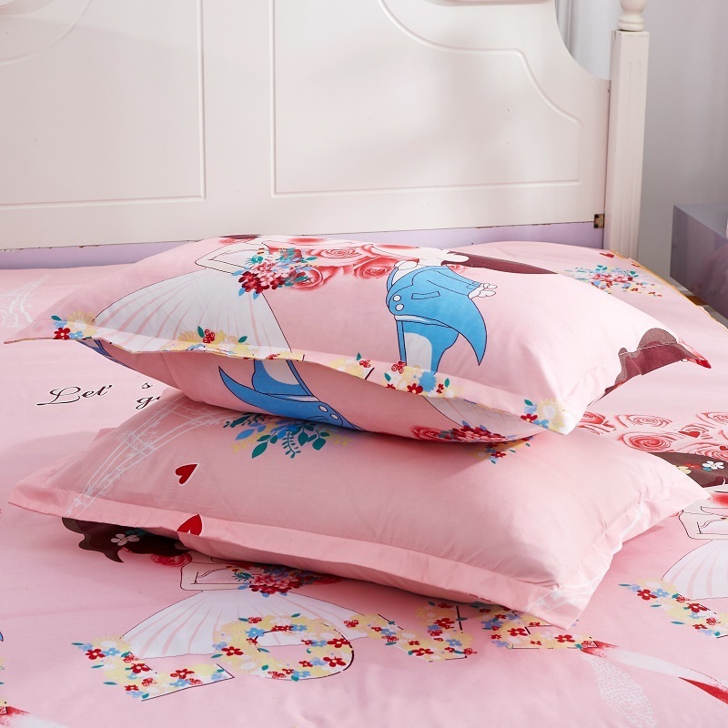 Korean Style 3d printed embroid Heart Boys and Girls Pattern Bedding Set for Wedding