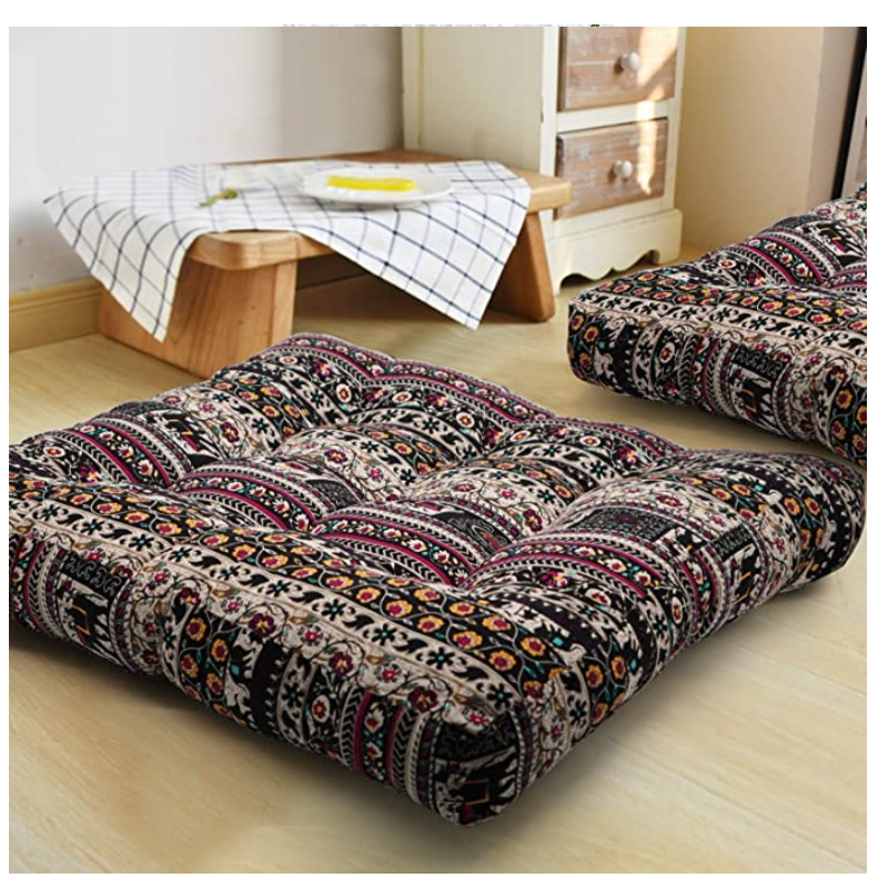 Bohemian Floor Cushion removable cover Square Meditation Pillow Mandala Floor Seat