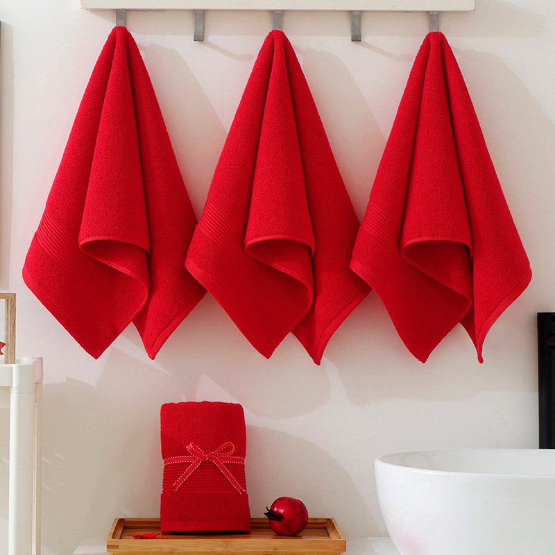 Wholesale Wedding Party Big Red Full Organic Cotton Face Towel Hand Towel