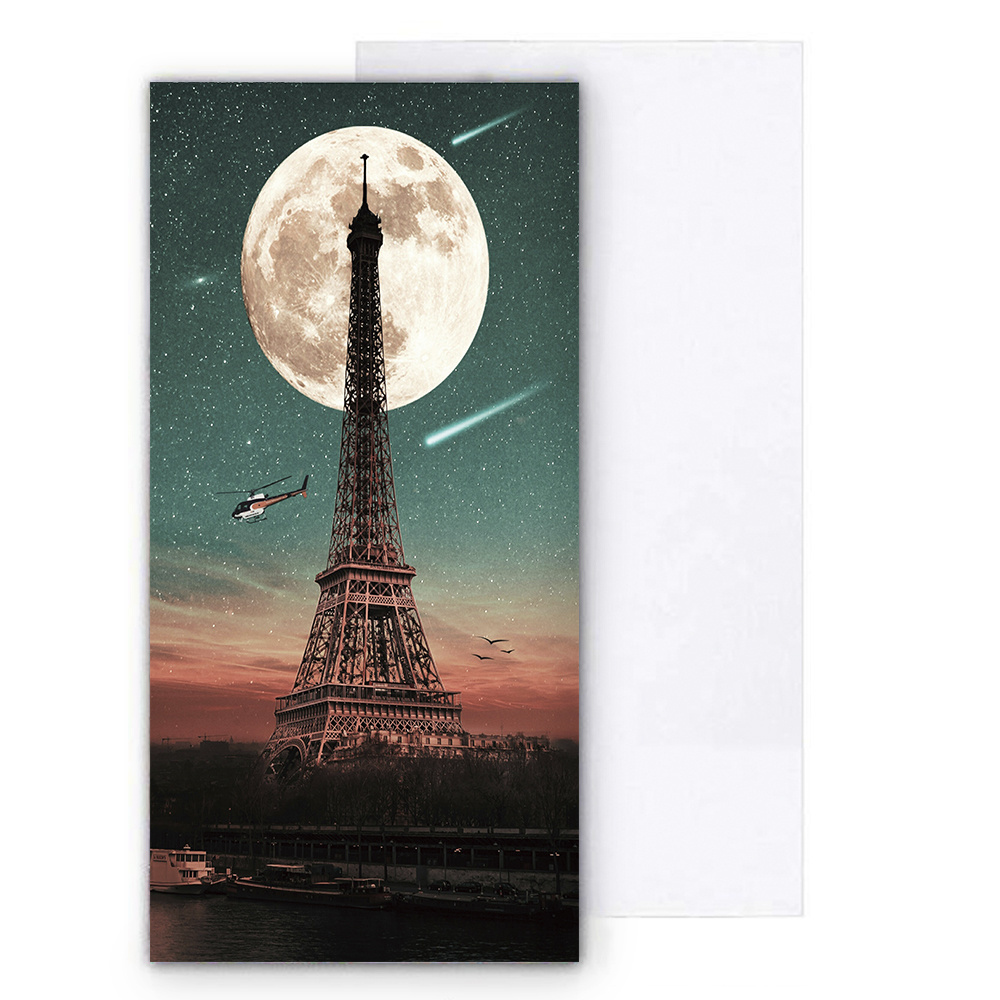 3D Style Microfiber Fast Dry Eiffel Tower Printed Square Beach Blanket Eco-friendly