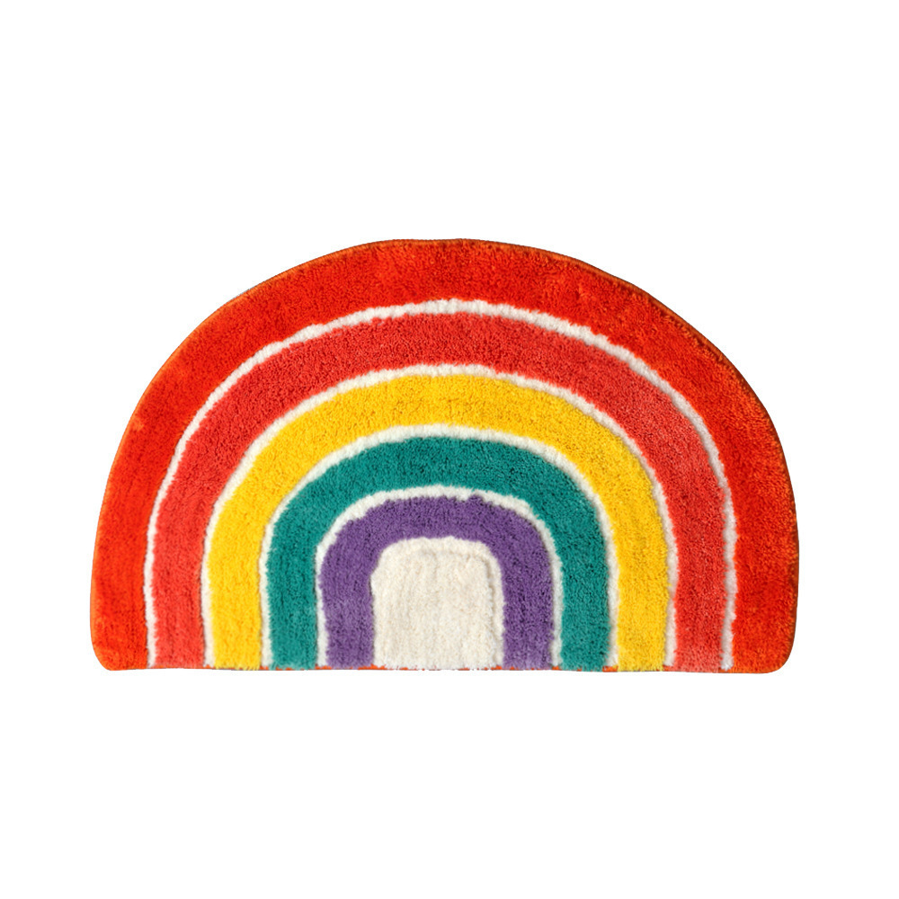 Korean style Cute Doormat for Kids Microfiber Absorbent Shaggy Rainbow Bathroom Mats Eco-friendly