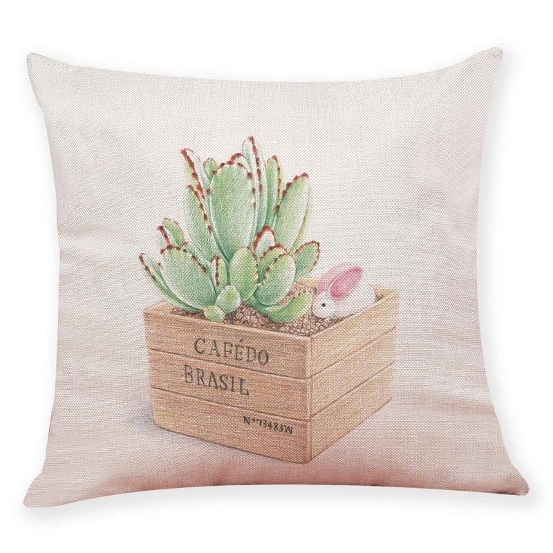 Europe style succulent cactus embroid 3d printed cushion removable covers ready to ship