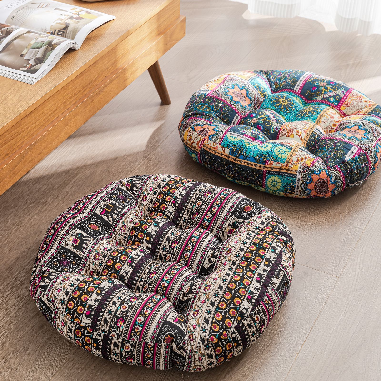 Bohemian Floor Cushion removable cover Square Meditation Pillow Mandala Floor Seat