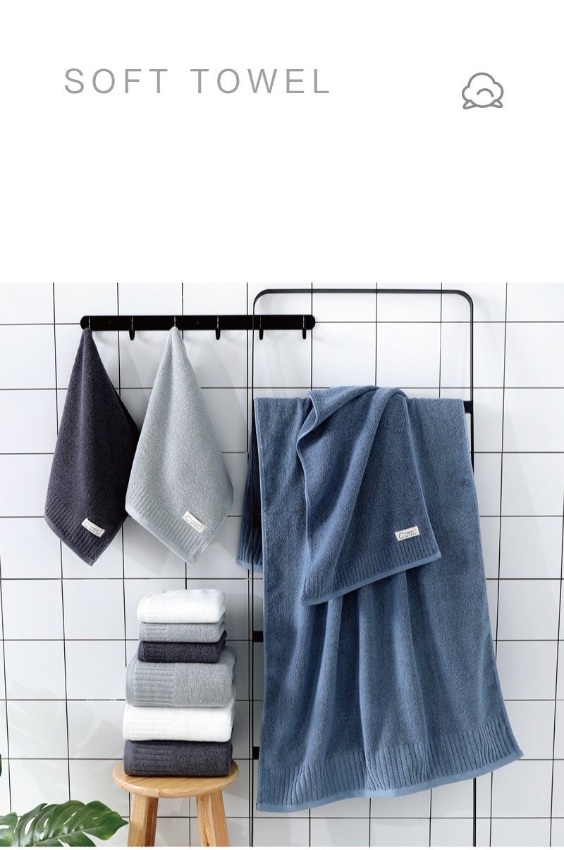 Solid Color Gray Blue White  Cotton Face Towel Hand Towel 6pcs Towel