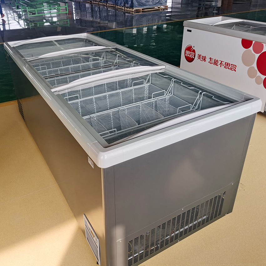 refrigerated showcase commercial cooler frozen food freezer showcase refrigerator ice cream island display freezer