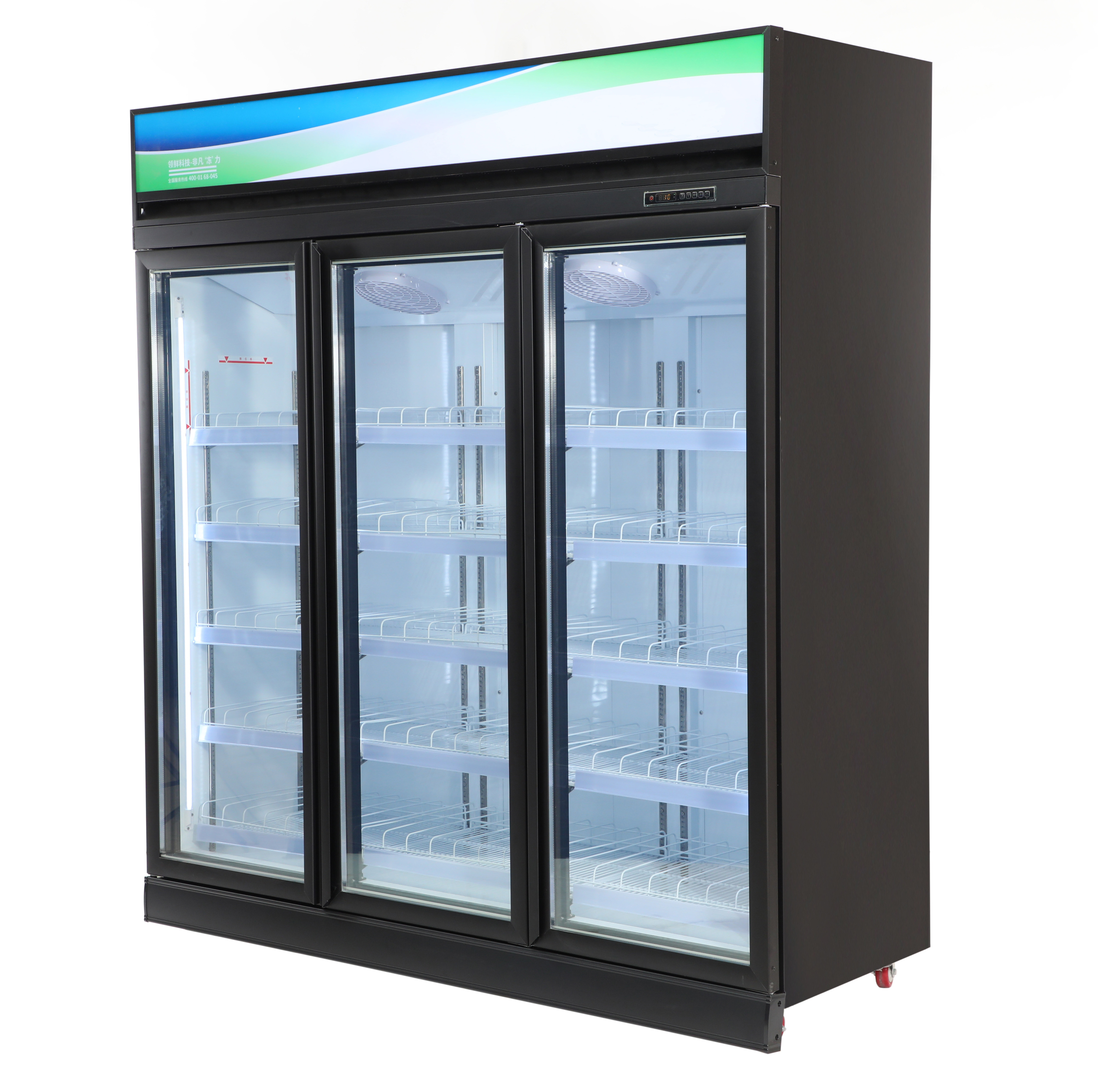 Commercial freezer upright display 3 door freezers Supermarket for frozen food vertical  display glass door freezer