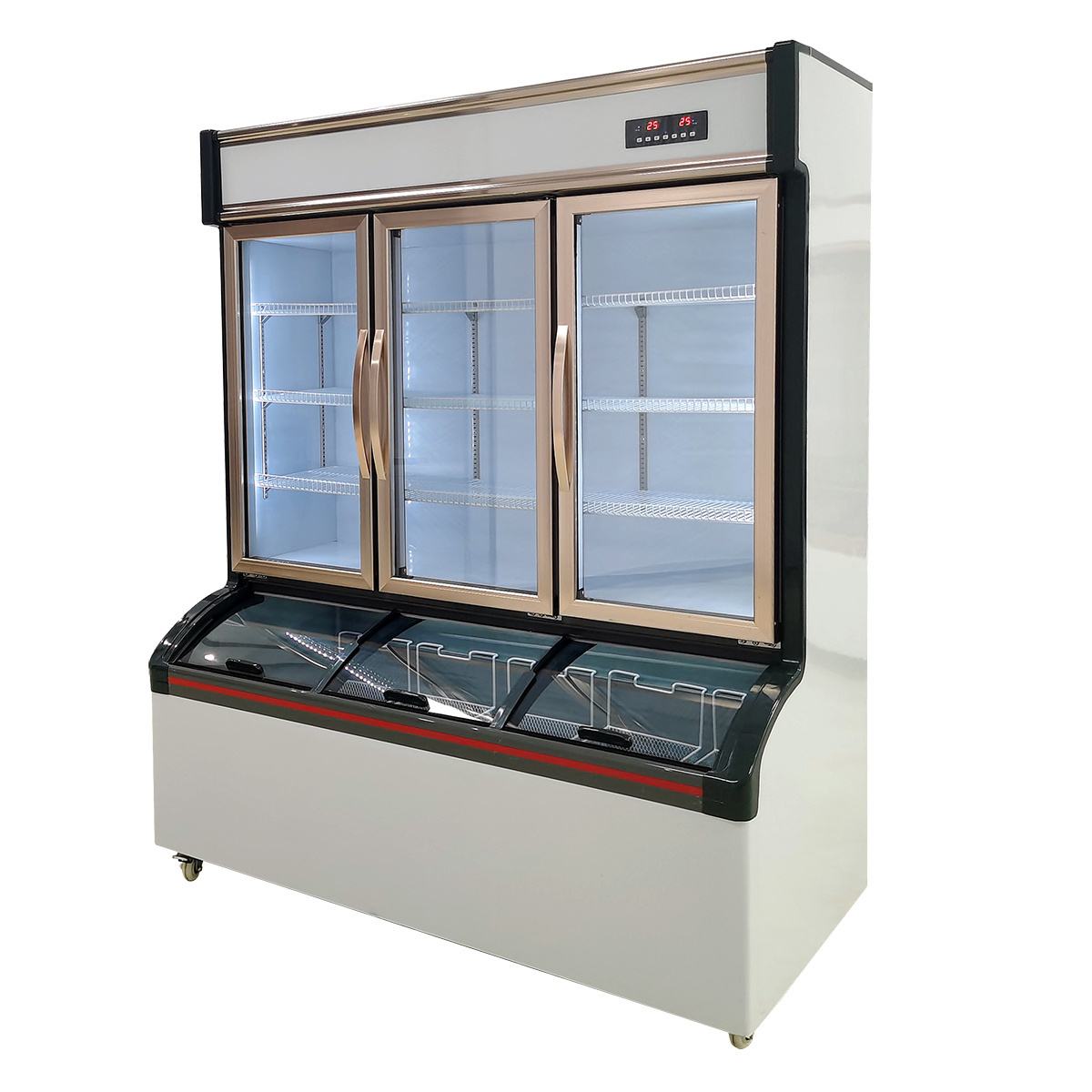 supermarket chiller display glass door vegetable fruits display cooler commercial freezer upright freezer