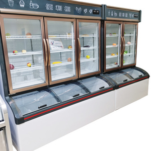 supermarket chiller display glass door vegetable fruits display cooler commercial freezer upright freezer