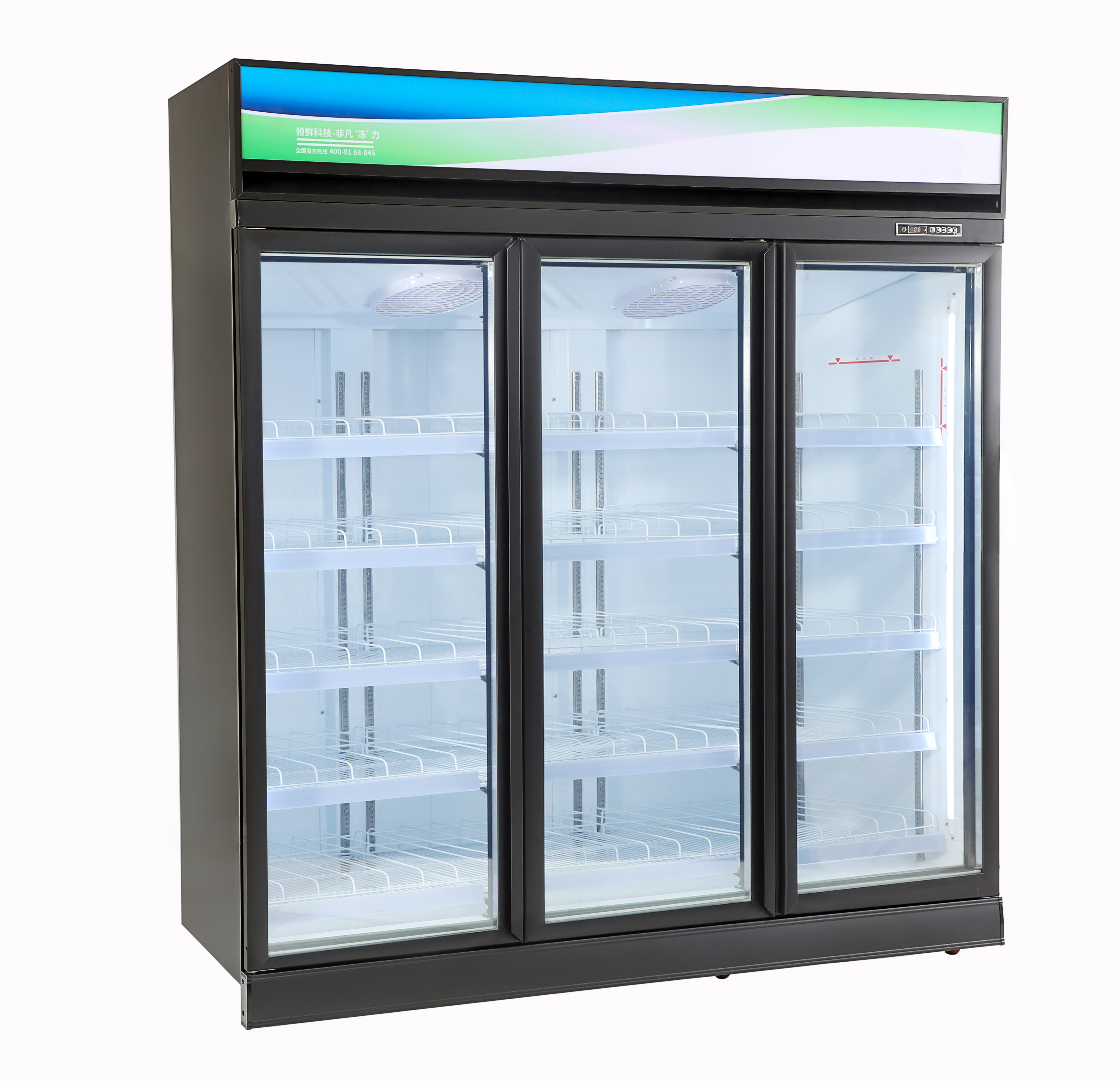 Commercial freezer upright display 3 door freezers Supermarket for frozen food vertical  display glass door freezer