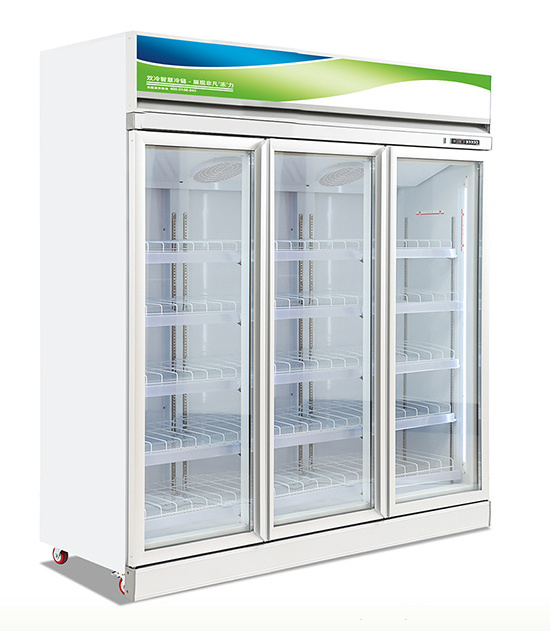 Commercial freezer upright display 3 door freezers Supermarket for frozen food vertical  display glass door freezer