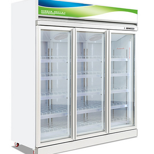 Commercial freezer upright display 3 door freezers Supermarket for frozen food vertical  display glass door freezer