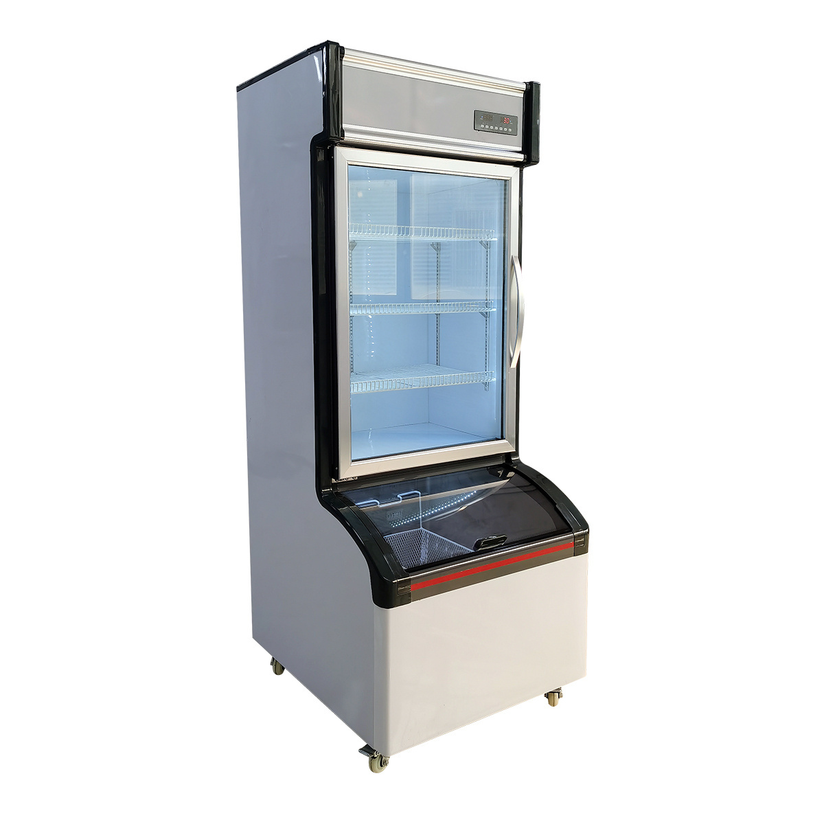 supermarket chiller display glass door vegetable fruits display cooler commercial freezer upright freezer