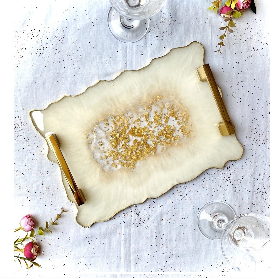 100% Best Serving tray & decorative tray with epoxy resin Party Wedding Use Serving Tray handle