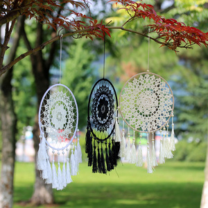 Handmade Hook Flower Tassel Dream Catcher Net Minimalist Office Decoration Nordic Style Wall Art Dream Catcher Birthday Gift