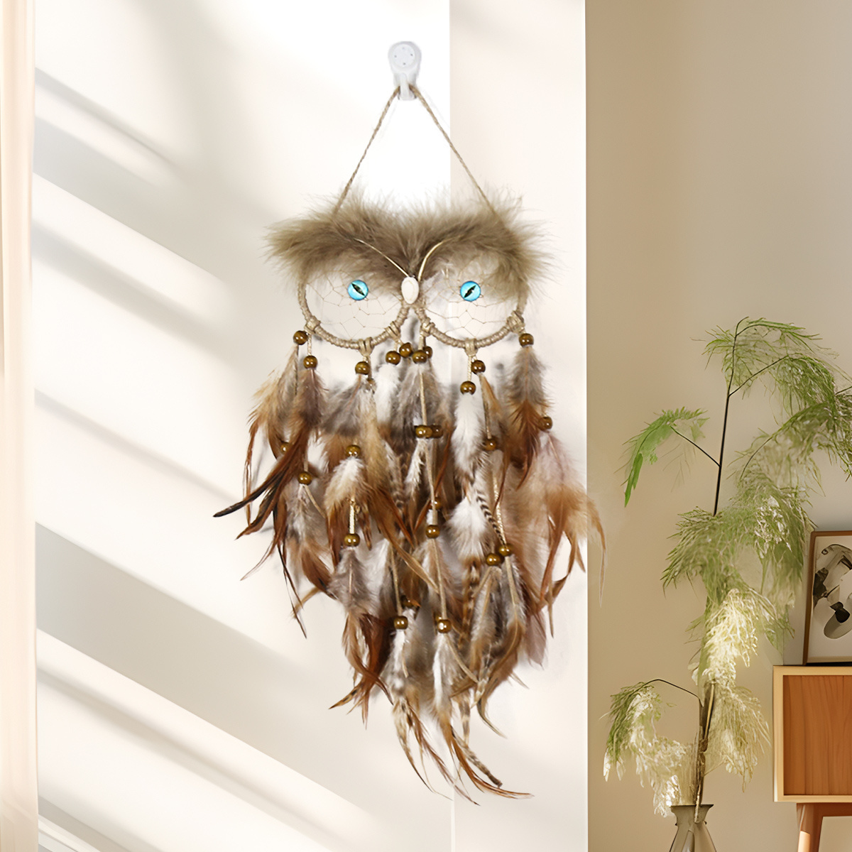 Creative Owl Dream Catching Net Hanging Decoration Feather Wind Chime Handwoven Hanging Crafts Dream Catcher