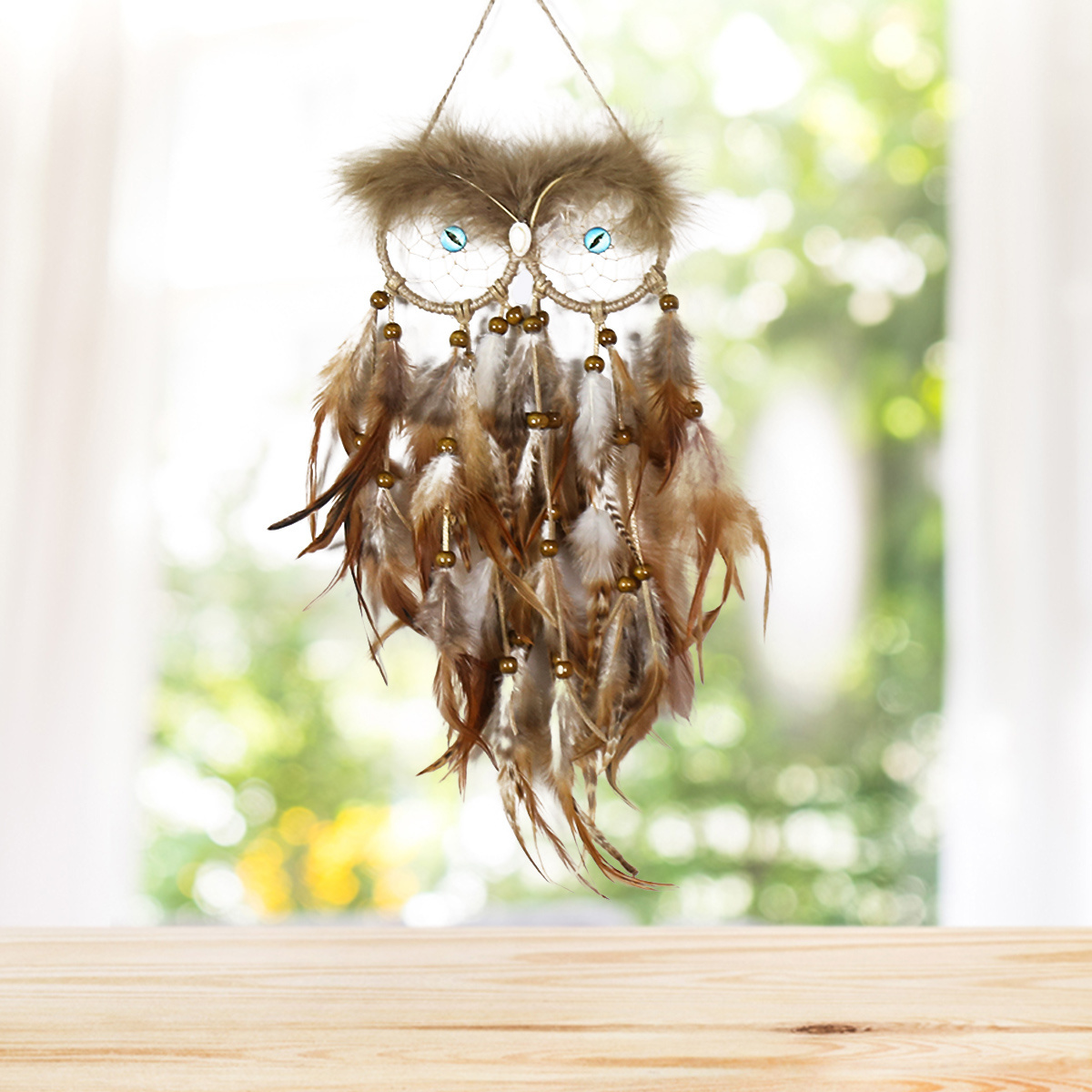 Creative Owl Dream Catching Net Hanging Decoration Feather Wind Chime Handwoven Hanging Crafts Dream Catcher