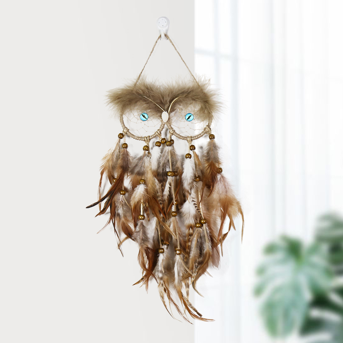 Creative Owl Dream Catching Net Hanging Decoration Feather Wind Chime Handwoven Hanging Crafts Dream Catcher