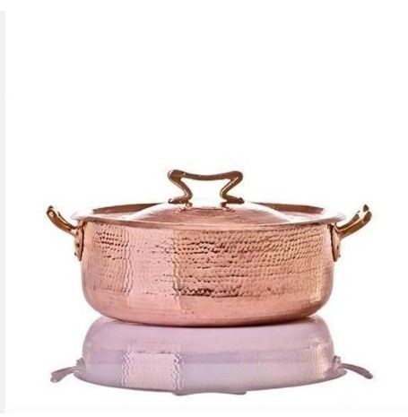 Amazing Serving Handi Set Casserole Cookware Sets With Lid Crock Pot Food Warmer Hot Pot Made Up Of Copper Hammered Design