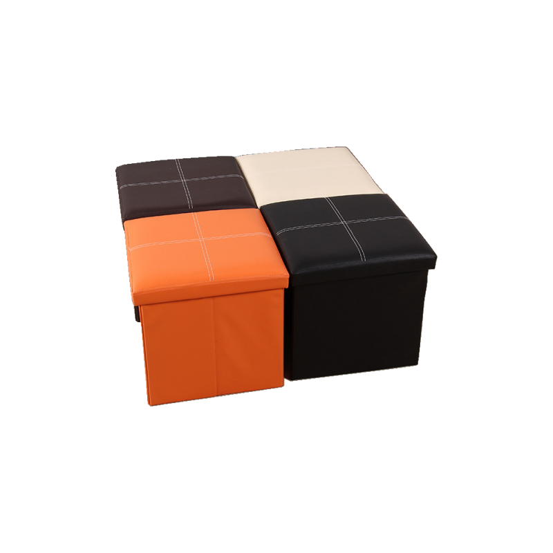 Save space square small stool chair sofa ottoman bench with storage modern leather small stool