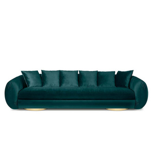 High grade circular arc dark green velvet fabric 1 2 3 seats sofa Italian light luxury INS modern living room sofa club sofa