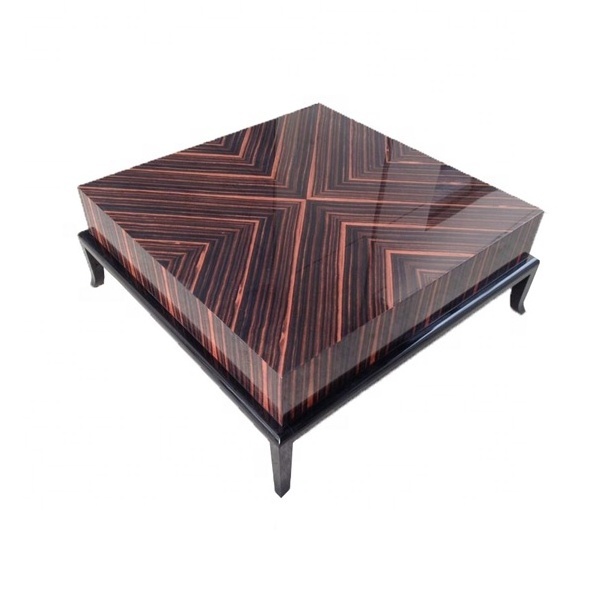 Luxury square solid wood centre coffee table modern living room furniture low ebony wooden coffee table