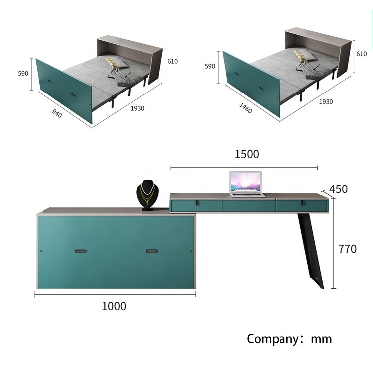 Multifunctional invisible folding cabinet bed desk dressing table corner bookcase office computer desk combined lunch break bed