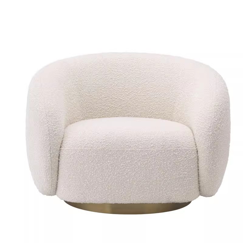 High quality metal base casual sofa Chair Hotel Restaurant Chair Single boucle Living room sofa modern leisure chair