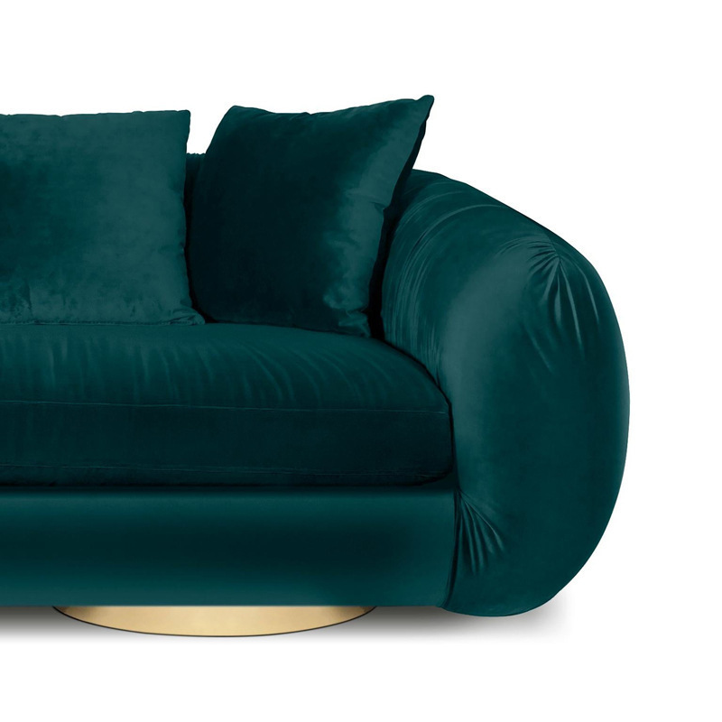 High grade circular arc dark green velvet fabric 1 2 3 seats sofa Italian light luxury INS modern living room sofa club sofa