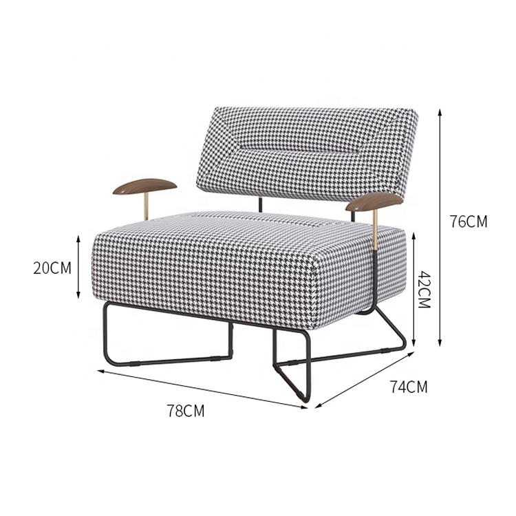 Light luxury lazy thousand bird lattice sofa chair single living room solid wood sofa chair hotel reception simple leisure chair