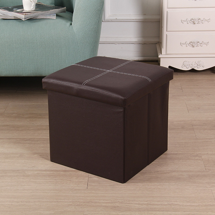 Save space square small stool chair sofa ottoman bench with storage modern leather small stool