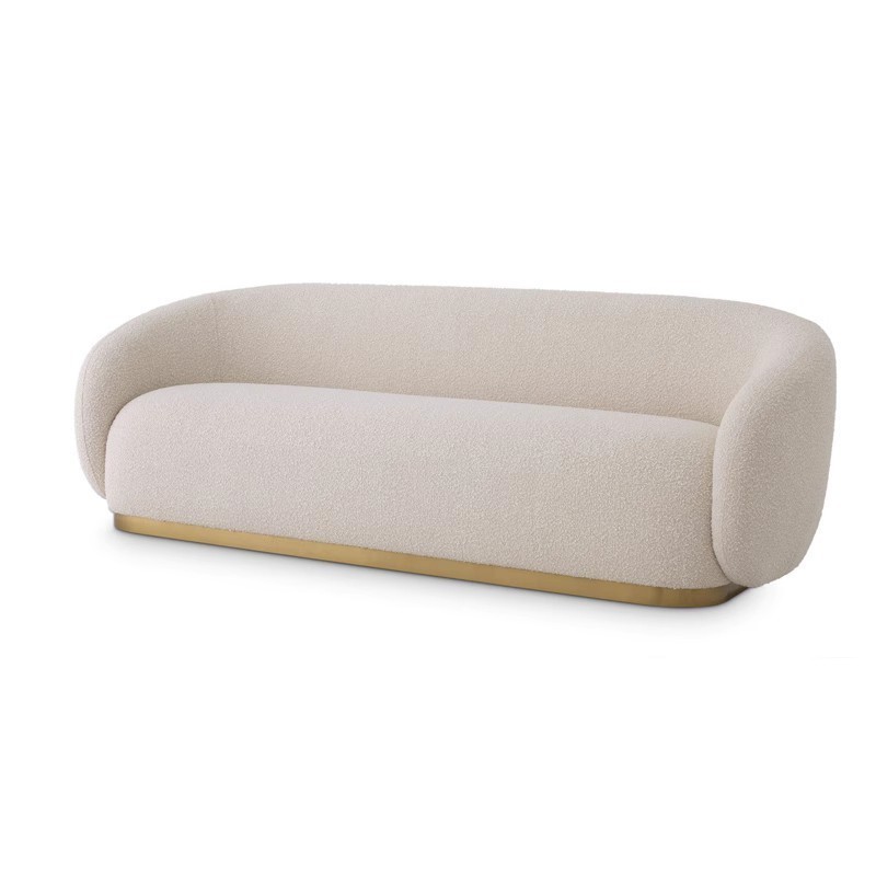 Modern Hotel Restaurant Lobby Lounge Chair Metal Base Single sofa Chair Living Room White boucle fabric chair