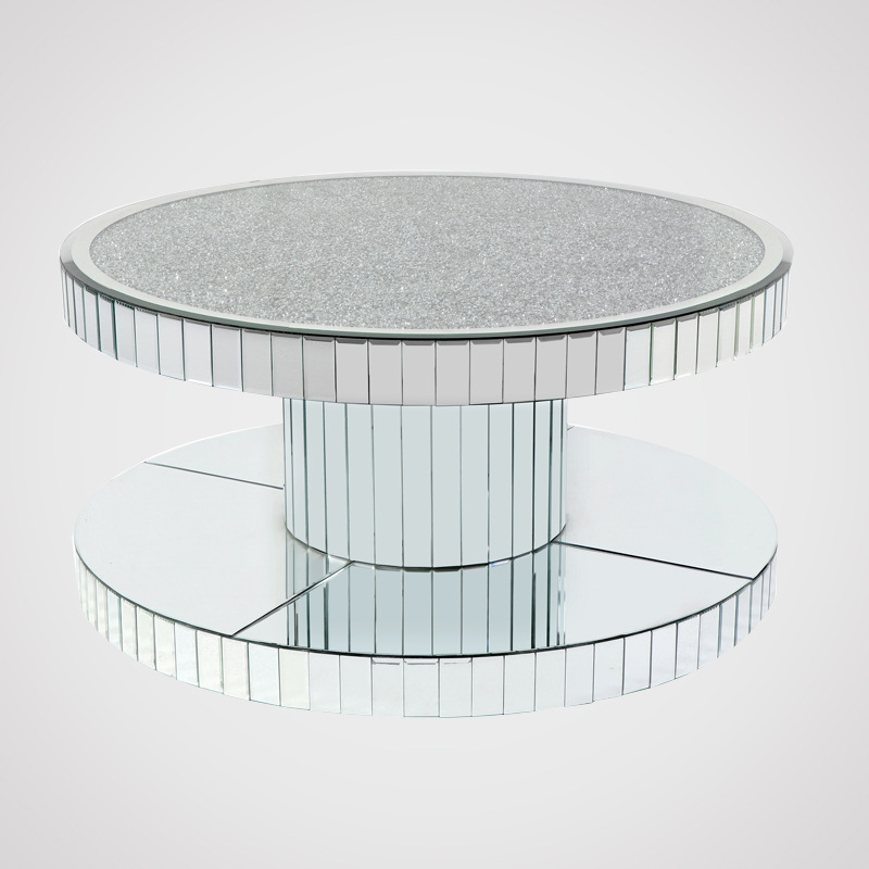 New Design Customized High Quality Modern Living Room Mirror Diamond Crushed Top  Coffee Table