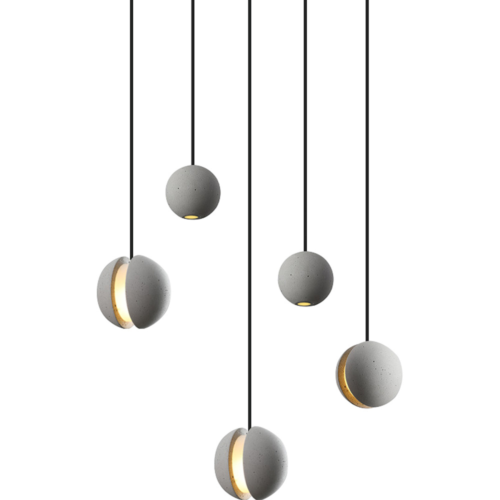 Modern creative industrial style G9 led ceiling light 3d concrete pendant moon lamp