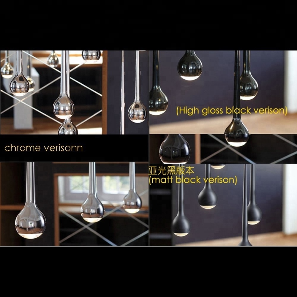 modern decorative black or chrome metal water drop 5W LED pendant light for dinning kitchen