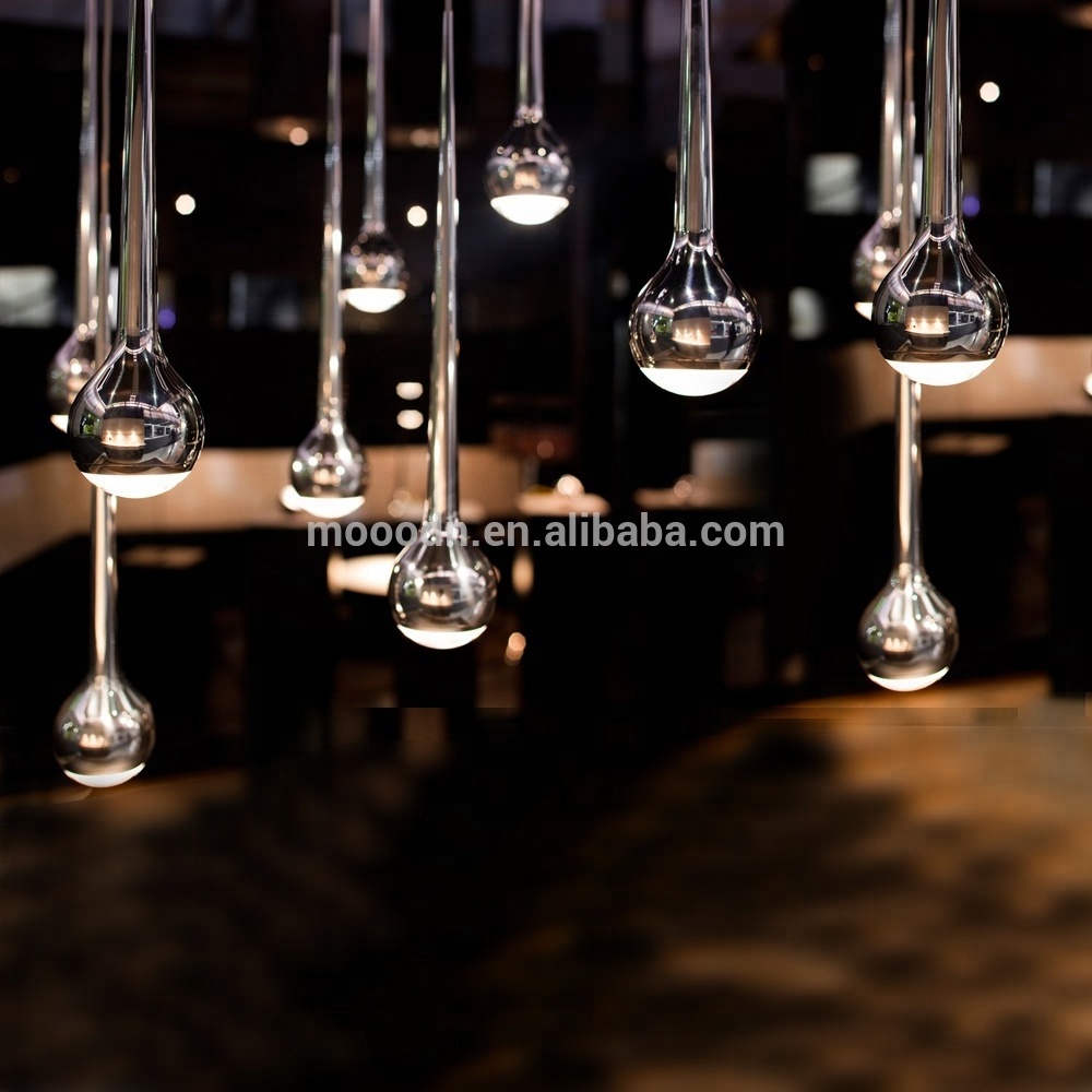 Post Modern Black or chrome dinning Metal raining Drop Ceiling Pendant Light for kitchen