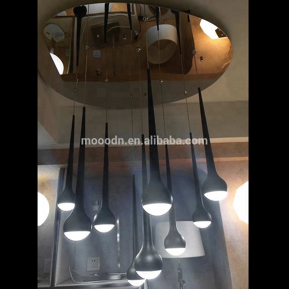 Post Modern Black or chrome dinning Metal raining Drop Ceiling Pendant Light for kitchen